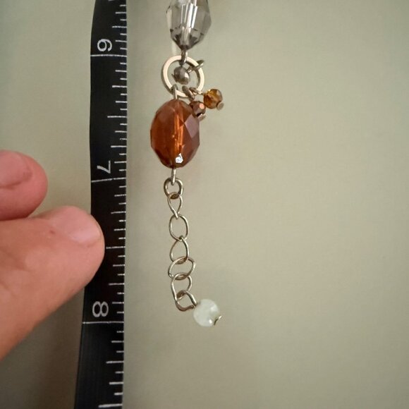 Avon Beaded Bracelet Amber color & Clear Crystal Beads Adjustable Chain Clasp - Picture 4 of 4